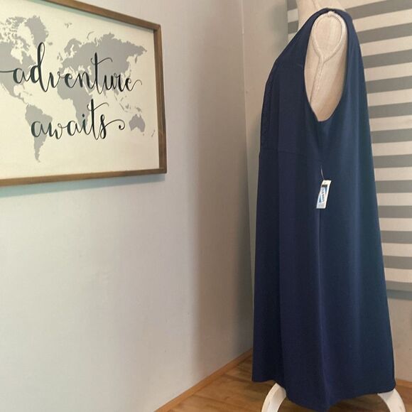 Old Navy Dark Blue Sleeveless Lace Front Midi Dress Size Maternity XXL NEW - Picture 4 of 11